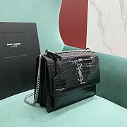 Colestore YSL Sunset Medium in Crocodile-Embossed Leather Black Sliver Hardware 22x9x16cm - 4
