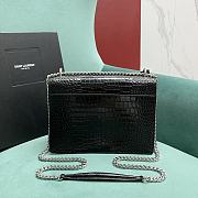 Colestore YSL Sunset Medium in Crocodile-Embossed Leather Black Sliver Hardware 22x9x16cm - 5