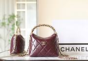 Colestore Chanel Hobo Shiny Lamb Leather Red 18.5x14x7cm - 1