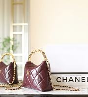 Colestore Chanel Hobo Shiny Lamb Leather Red 18.5x14x7cm - 3