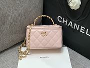 Colestore Chanel Vanity Case With Top Handle Grained Leather Pink 17cm  - 1