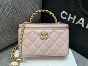 Colestore Chanel Vanity Case With Top Handle Grained Leather Pink 17cm  - 3