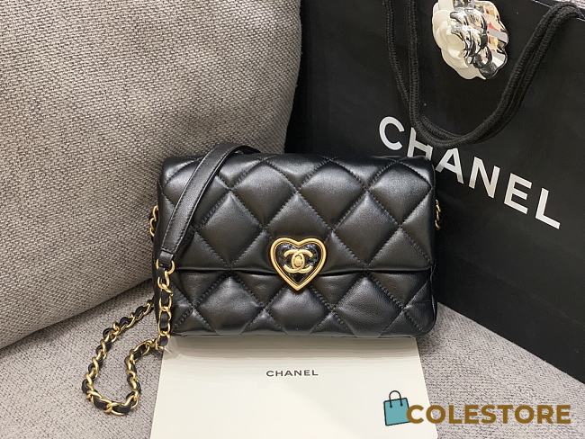 Colestore Chanel Lambskin Plexiglass Quilted Coco Love Mini Flap Bag  21x14x7cm - 1