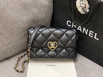Colestore Chanel Lambskin Plexiglass Quilted Coco Love Mini Flap Bag  21x14x7cm