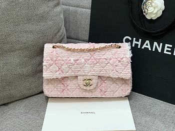 Colestore Chanel Tweed Classic Mini Flap Bag Pink 25cm