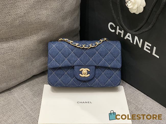 Colestore Chanel Printed Denim Quilted Mini Flap Bag 20cm - 1