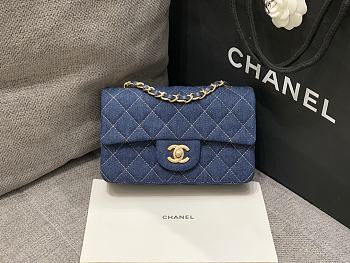 Colestore Chanel Printed Denim Quilted Mini Flap Bag 20cm