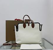 Colestore Burberry Soft Belt Neutral Canvas Bag with Brown Leather Medium 35x15x31cm - 6