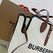 Colestore Burberry Soft Belt Neutral Canvas Bag with Brown Leather Medium 35x15x31cm - 3