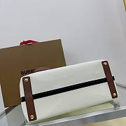 Colestore Burberry Soft Belt Neutral Canvas Bag with Brown Leather Medium 35x15x31cm - 2