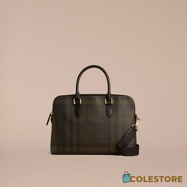 Colestore Burberry Slim Barrow London Check Leather-Trim Briefcase 37x27x5.5cm - 1