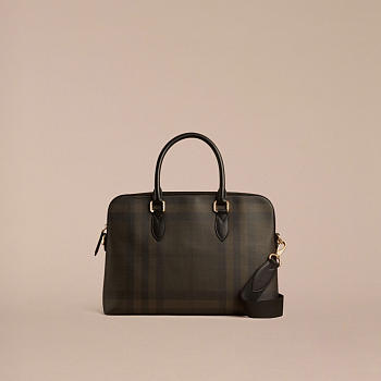 Colestore Burberry Slim Barrow London Check Leather-Trim Briefcase 37x27x5.5cm