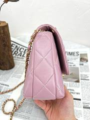 Colestore Chanel Pearl Logo Mini Flap Chain Shoulder Bag Pink Quilted Lambskin Leather 21x14x8cm - 6