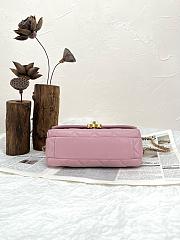 Colestore Chanel Pearl Logo Mini Flap Chain Shoulder Bag Pink Quilted Lambskin Leather 21x14x8cm - 5