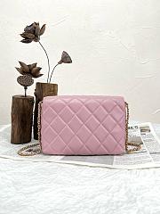 Colestore Chanel Pearl Logo Mini Flap Chain Shoulder Bag Pink Quilted Lambskin Leather 21x14x8cm - 4