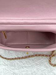 Colestore Chanel Pearl Logo Mini Flap Chain Shoulder Bag Pink Quilted Lambskin Leather 21x14x8cm - 2
