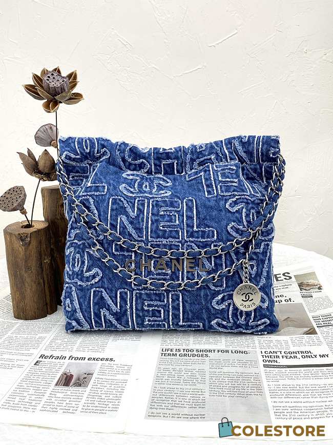 Colestore Chanel 24A Patchwork Shoulder Bag Blue 37x31x7cm - 1