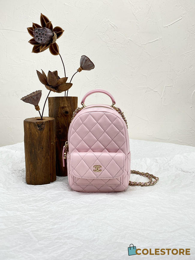 Colestore Chanel Cristal Pink Laque Backpack 12x7x18cm - 1