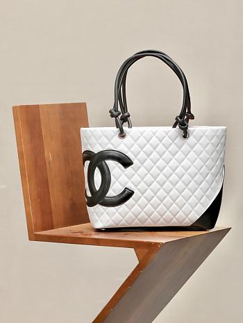 Colestore Chanel Cambon Tote Bag White 30x25cm