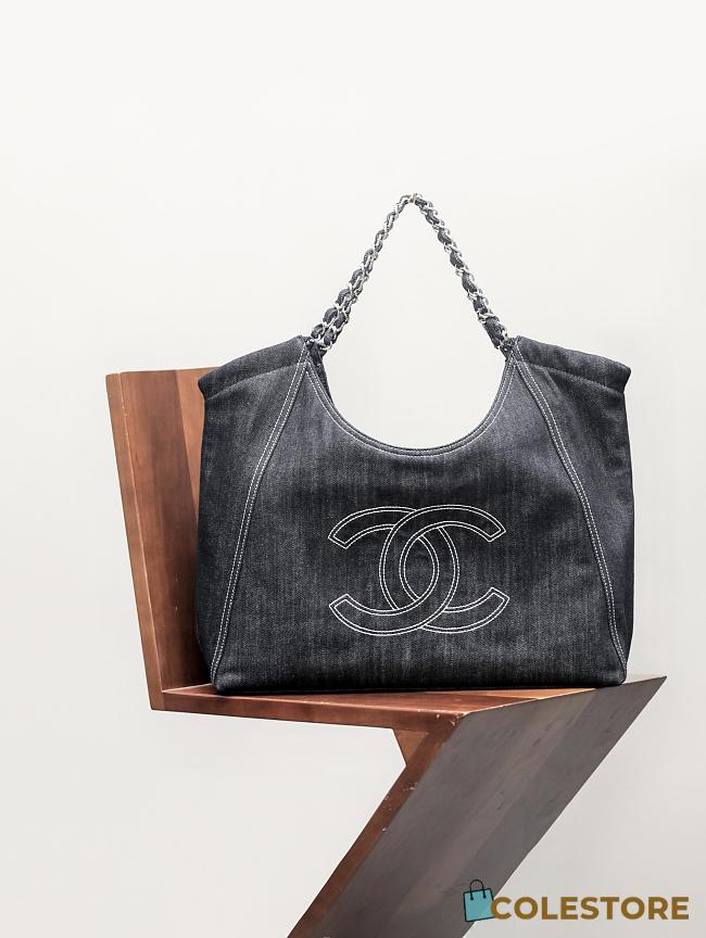 Colestore Chanel Denim Coco Cabas Tote Bag 44x28x18cm - 1