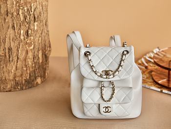 Colestore Chanel 24P Small Duma Backpack White 18x19x12cm