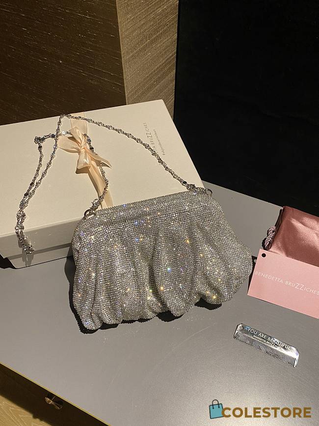 Colestore Benedetta Bruzziches Embellished Ruched Clutch Bag 20x15x5cm - 1