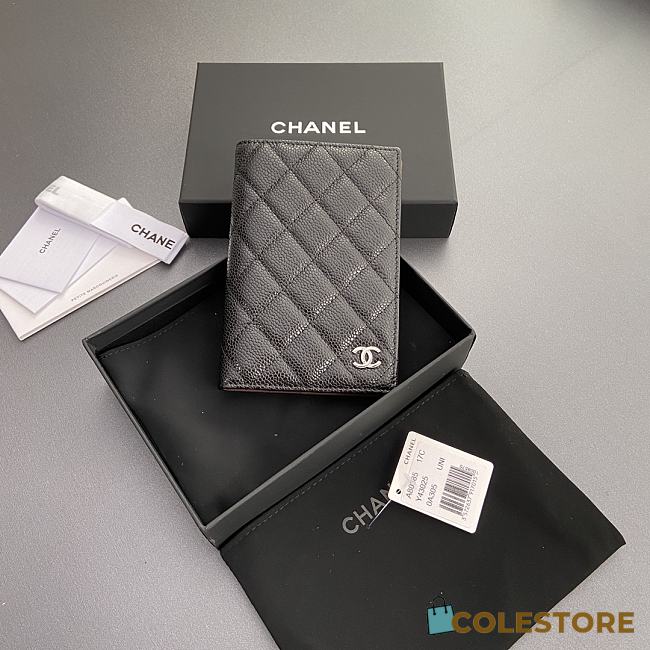 Colestore Chanel Wallet Caviar Leather Black 14.5×10.5×2cm - 1