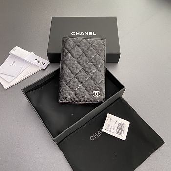 Colestore Chanel Wallet Caviar Leather Black 14.5×10.5×2cm