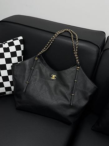Colestore Chanel Maxi Shopping Bag Calfskin & Gold-Tone Metal Black 31x47x11cm