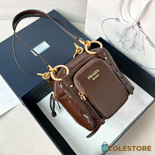 Colestore Prada Dangle Top Handle Mini Bag Brown 14x14.5x13cm - 1