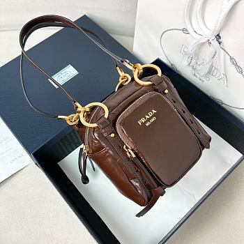 Colestore Prada Dangle Top Handle Mini Bag Brown 14x14.5x13cm