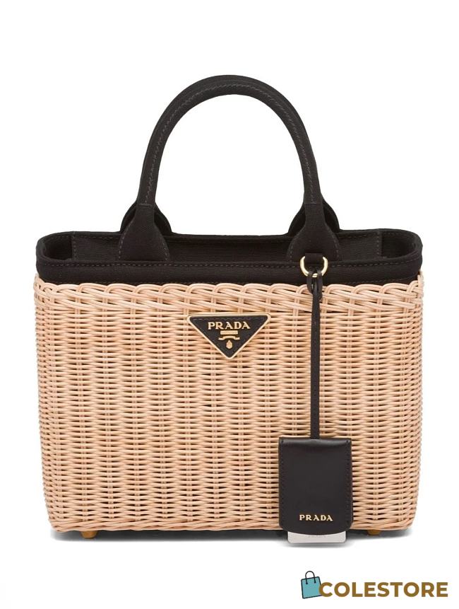 Colestore Prada Basket Bag Wicker with Canapa Small 26x18x11.5cm - 1