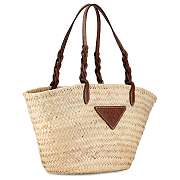 Colestore Prada Brown Large Palmitto Vitello Basket Tote Beige 25x25x18cm - 2