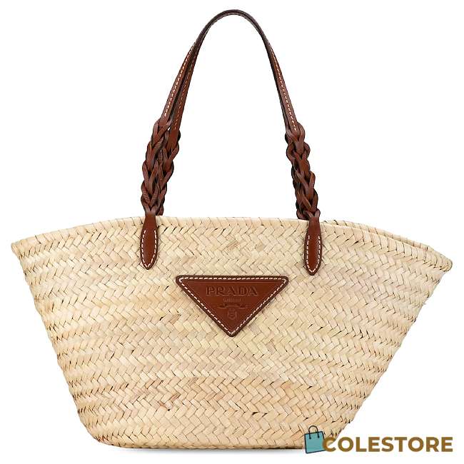 Colestore Prada Brown Large Palmitto Vitello Basket Tote Beige 25x25x18cm - 1