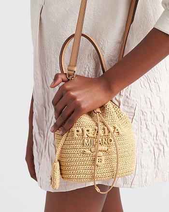Colestore Prada Crochet and Leather Mini-Bucket Bag 20x17x12cm