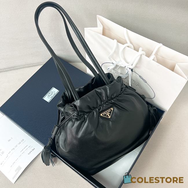 Colestore Prada Black Nappa Leather Shoulder Bag 24x25x11cm - 1