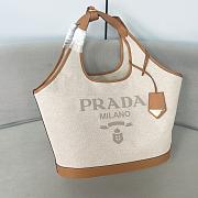 Colestore Prada Large Linen Blend and Leather Tote Bag 37.5x30x13cm - 1