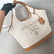 Colestore Prada Large Linen Blend and Leather Tote Bag 37.5x30x13cm - 4