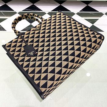Colestore Prada Symbole Embroidered Fabric Tote Bag Black/Beige 39x31x11cm
