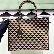 Colestore Prada Symbole Embroidered Fabric Tote Bag Black/Beige 39x31x11cm - 4