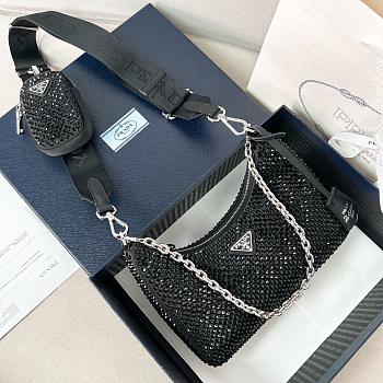 Colestore Prada Re-Edition 2005 Crystal-Embellished Bag 22x18x6.5cm