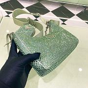 Colestore Prada Green Mini Hobo Crystal-studded Bag in Satin 22x18x6.5cm - 5