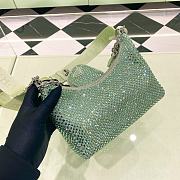 Colestore Prada Green Mini Hobo Crystal-studded Bag in Satin 22x18x6.5cm - 2