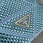 Colestore Prada Blue Mini Crystal-embellished Triangle Logo Shoulder Bag 17x11.5x6cm - 4