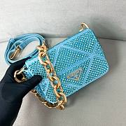 Colestore Prada Blue Mini Crystal-embellished Triangle Logo Shoulder Bag 17x11.5x6cm - 3