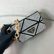 Colestore Prada Grey Mini Crystal-embellished Triangle Logo Shoulder Bag 17x11.5x6cm - 6