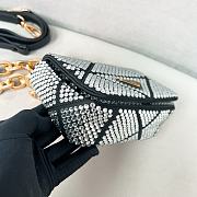 Colestore Prada Grey Mini Crystal-embellished Triangle Logo Shoulder Bag 17x11.5x6cm - 5