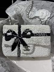 Colestore Chanel 24B Sequins Ribbon Flap Bag White size 20cm - 1