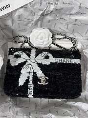 Colestore Chanel 24B Sequins Ribbon Flap Bag Black size 20cm - 4
