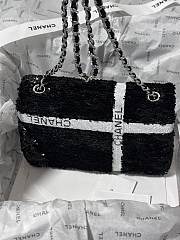 Colestore Chanel 24B Sequins Ribbon Flap Bag Black size 20cm - 3